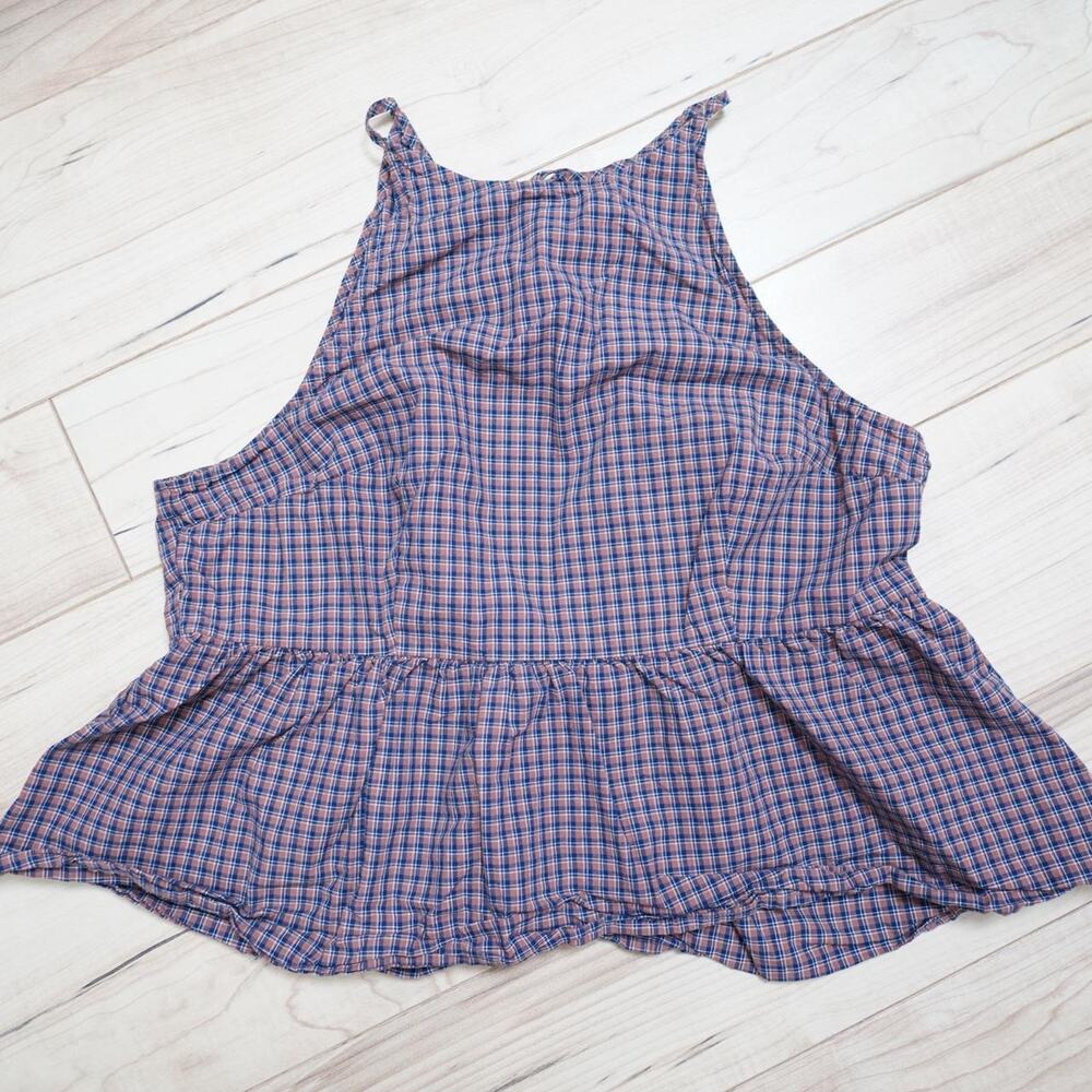 Wild Fable Plaid Halter Peplum Top Tie Back Cottagecore Coquette L